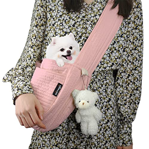Comfy Pet Sling Carrier with Hands-Free Convenience and Adjustable Design - Perfect for Small Dogs, Puppies, and Cats