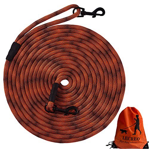 Durable Tie-Out Check Cord: Long dog leash available in multiple lengths, perfect for training and outdoor activities with bright colors for visibility