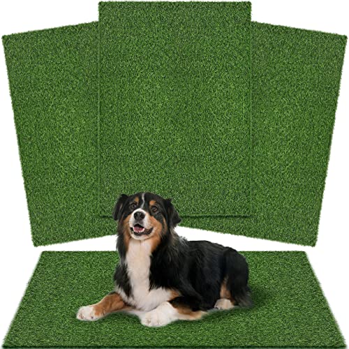 Washable & Reusable Pet Grass Pads - 4 Pack Synthetic Dog Potty Training Rug (40x28 Inches) with Drainage Holes for Indoor/Outdoor Use.