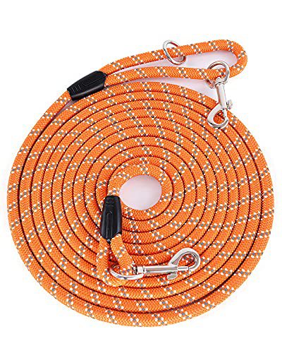 Heavy-Duty Reflective Dog Rope Leash for Training - Available in 16FT/30FT/50FT/100FT Lengths (Suitable for Large, Medium, and Small Dogs for Playing, Camping, or Yard Use).