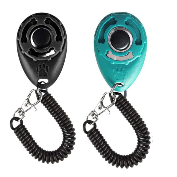 Winod Dog Training Clickers in black and cyan blue, featuring a durable design and loud clicking sound, ideal for training dogs, cats, and other animals