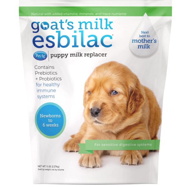 5 lbs Esbilac Goats' Milk Powder - Gentle Digestive System Milk Replacer for Newborn Puppies.