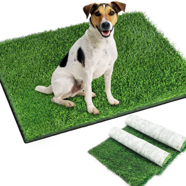 2-Pack 20"x30" Synthetic Grass Pads for Dogs - Leak-Proof Potty Training Turf with Drainage Holes - No Shedding Pet Grass Doormat for Indoor/Outdoor Use.