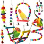 Keep Your Feathered Friends Entertained with 7-Piece Chicken Parakeet Cockatiel Toy Set - Perfect for Conures, Love Birds, Finches, and Budgerigars!
