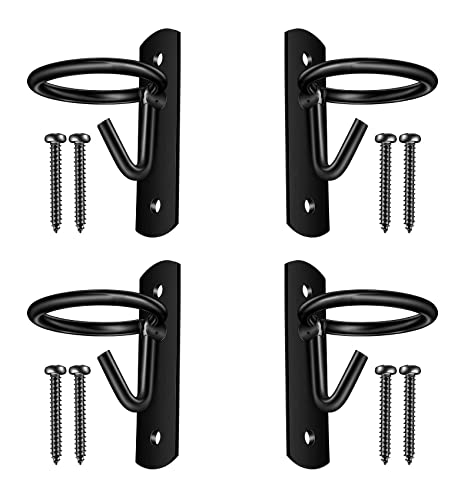 Horse Stall Bucket Hook - 4 Pack of Black Equestrian Bucket Holders for Hanging Feed and Water Buckets in Horse Stables