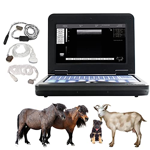Portable B-Mode Ultrasound Scanner for Veterinary Use - Ideal for Horses, Cows, Sheep - Includes Rectal, Micro-Convex, and Convex Probes.