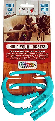 Portable and Reusable Horse Tether Tie with Breakaway Feature - Ensuring Safety for You and Your Horse - 5 Adjustable Loop Settings - Fast Release - 2-Pack in Sky Blue