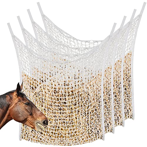4 Pcs Hay Net White - Slow Feed Hay Bags for Horses