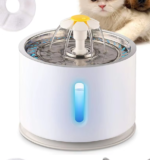 2.4L Automatic Pet Water Fountain with LED lighting and filter for cats and small dogs, ensuring fresh, filtered water at all times.