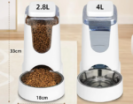 Automatic gravity pet feeder and water dispenser with stainless steel bowl for small to medium-sized pets, perfect for hassle-free feeding.