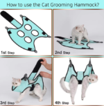 Dog Cat Grooming Hammock featuring adjustable Velcro straps, ideal for nail trimming and bathing, designed for small pets under 25 pounds.