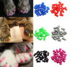 20Pcs Pet Dog Cat Paw Claw Anti-Scratch Soft Silicone Nail Caps in various colors, designed to protect furniture from scratches and ensure pet comfort.