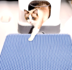 Waterproof and non-slip cat litter mat with a double honeycomb design for trapping litter and protecting floors from spills.